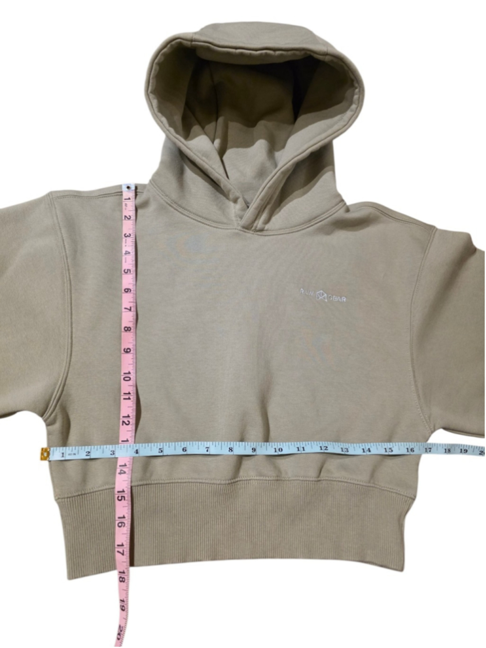Raw Gear cropped hoodie sweatshirt Beige Size Small gorpcore minimalist earthy - Picture 3 of 8